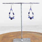 Blue Beaded Teardrop Earrings